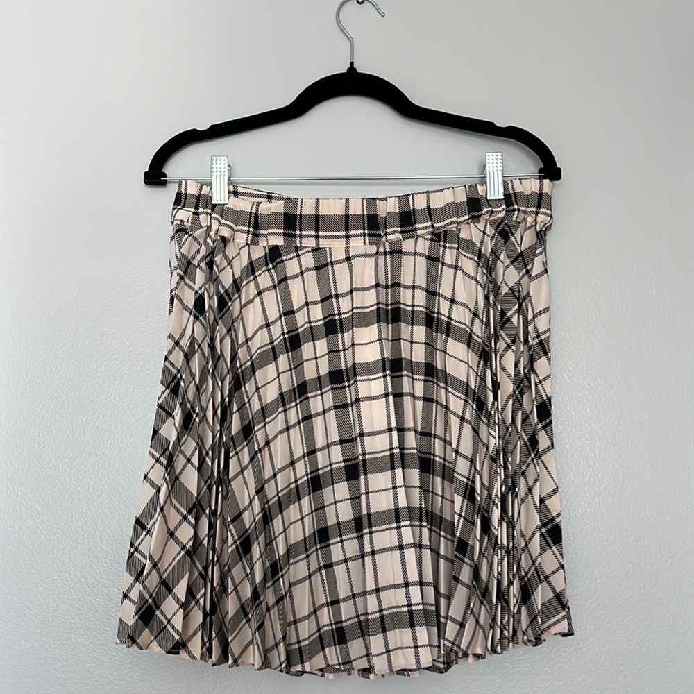 Topshop, plaid, pleated miniskirt, belted, Sz: 8 - Picture 4 of 5